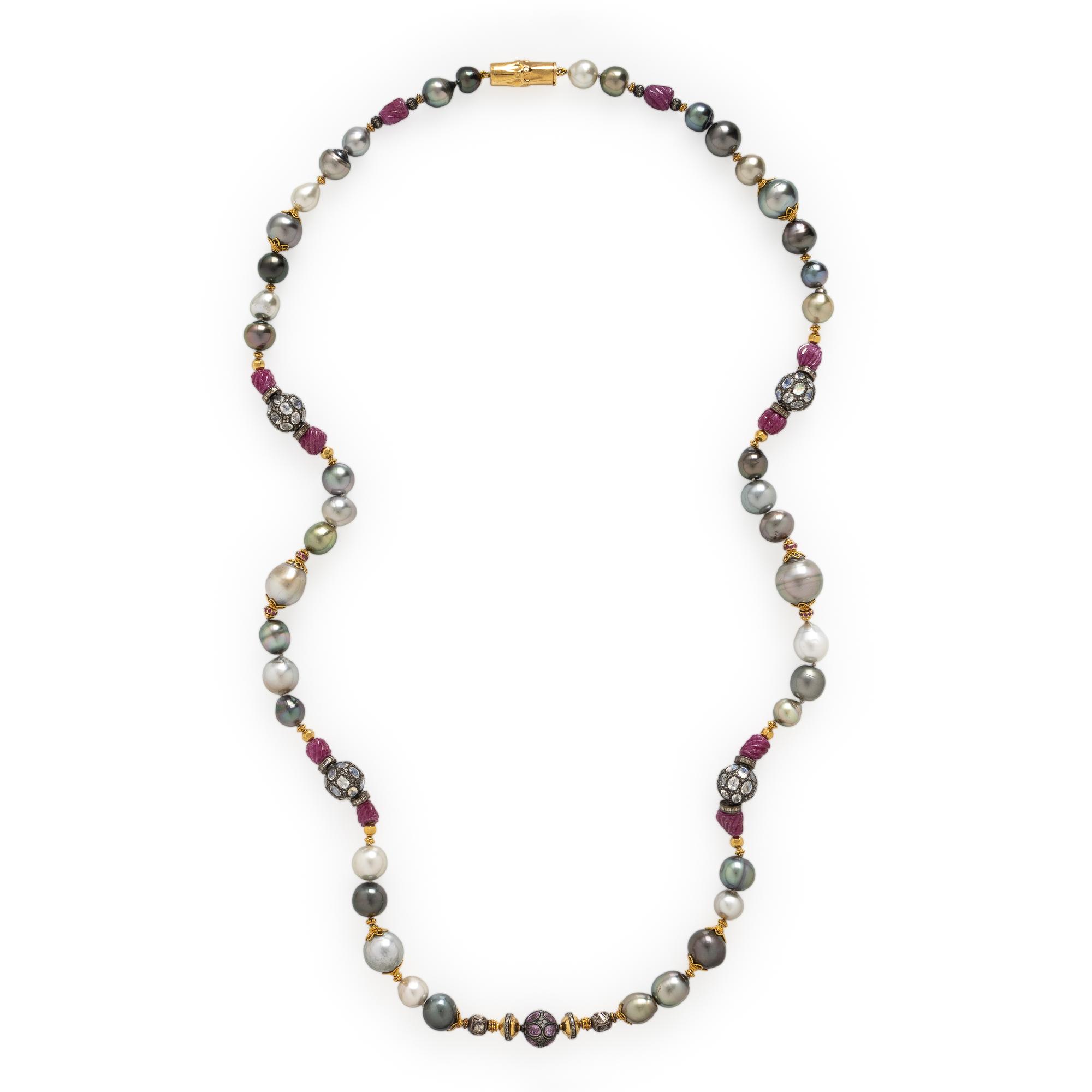 Verdura, Cultured Pearl, Diamond and Multigem Necklace