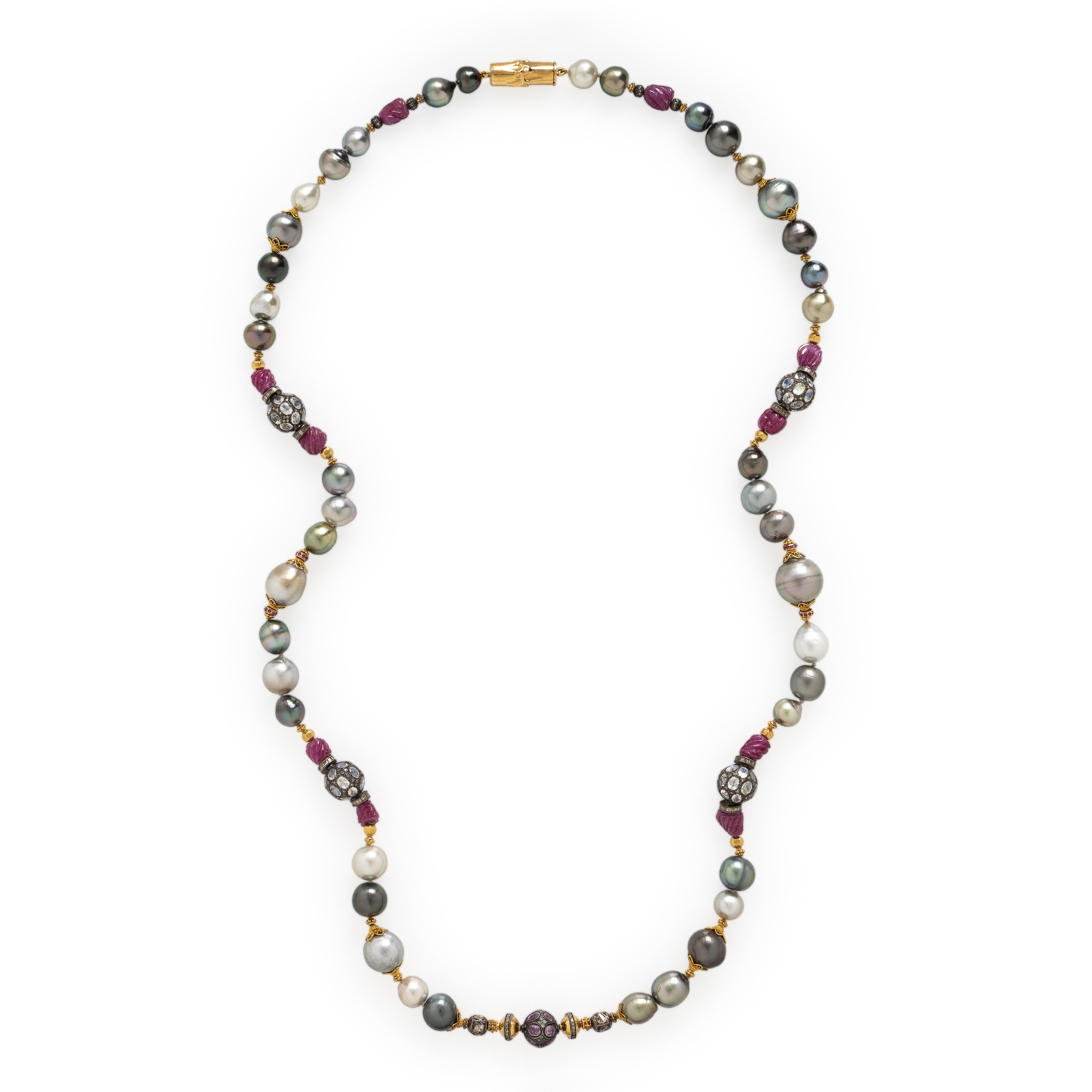 Verdura, Cultured Pearl, Diamond and Multigem Necklace