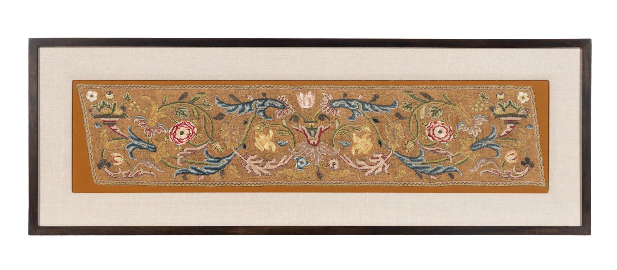 A Pair of Italian Silk Petit Point and Embroidery Panels