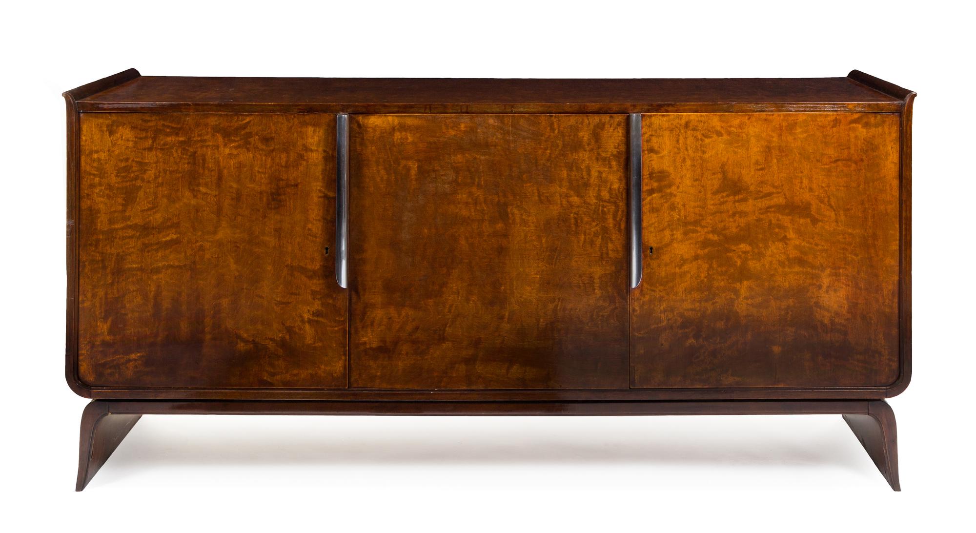 An Art Deco Satinwood Sideboard Height 34 x width 72 x depth 19 3/4 inches.