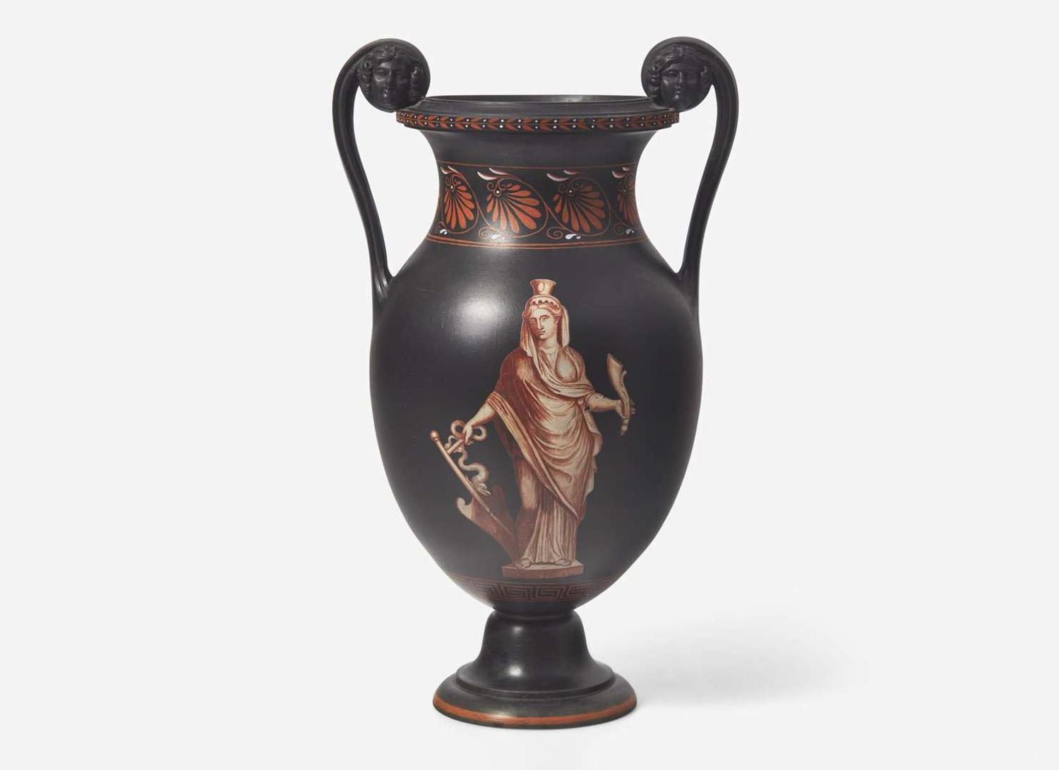 A Wedgwood Encaustic Decorated Black Basalt Vase, UK, circa 1800
