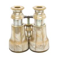 A Pair of French Mother-of-Pearl Veneered Binoculars, Width 5 1/8 inches.