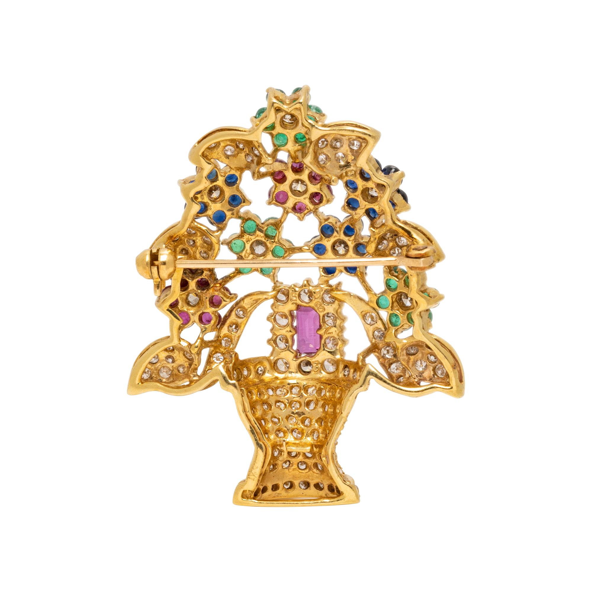 MULTIGEM AND DIAMOND JARDINIÈRE BROOCH