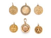 COLLECTION OF YELLOW GOLD RELIGIOUS CHARMS
