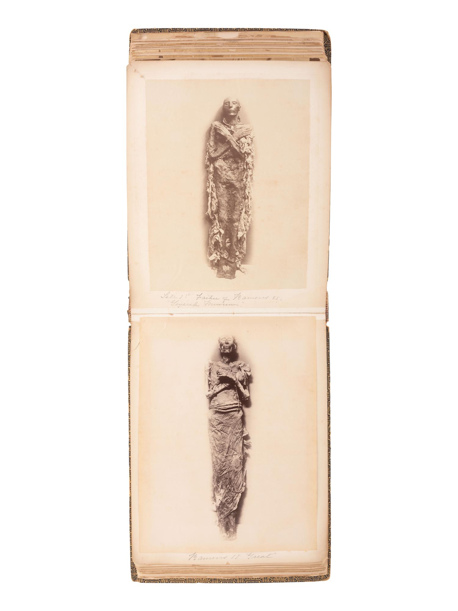 [EARLY PHOTOGRAPHY] Album containing albumen prints of Egyptian scenes and landmarks by various photographers.