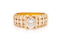 A 14 Karat Yellow Gold and Diamond Ring, 4.90 dwts.