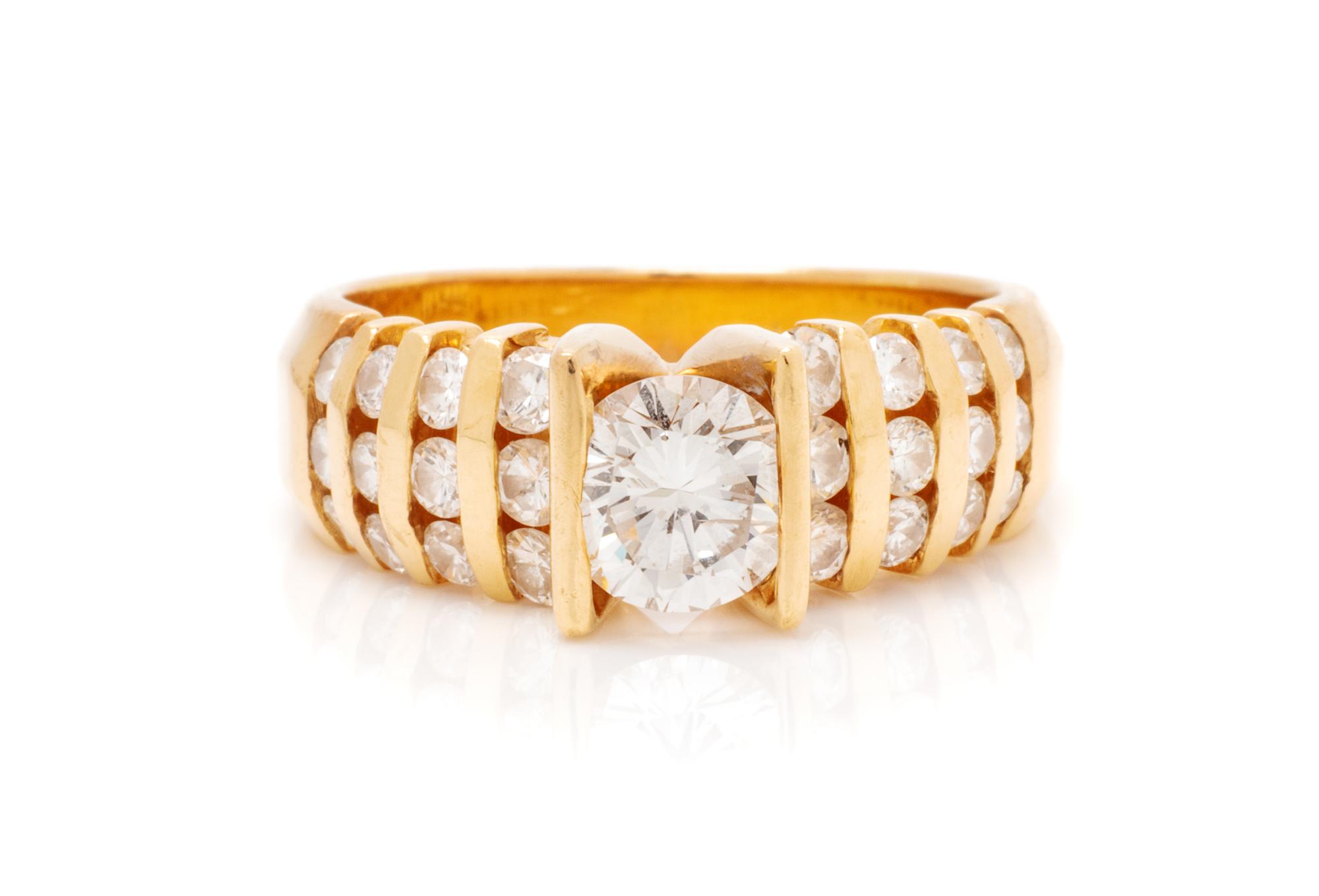A 14 Karat Yellow Gold and Diamond Ring, 4.90 dwts.