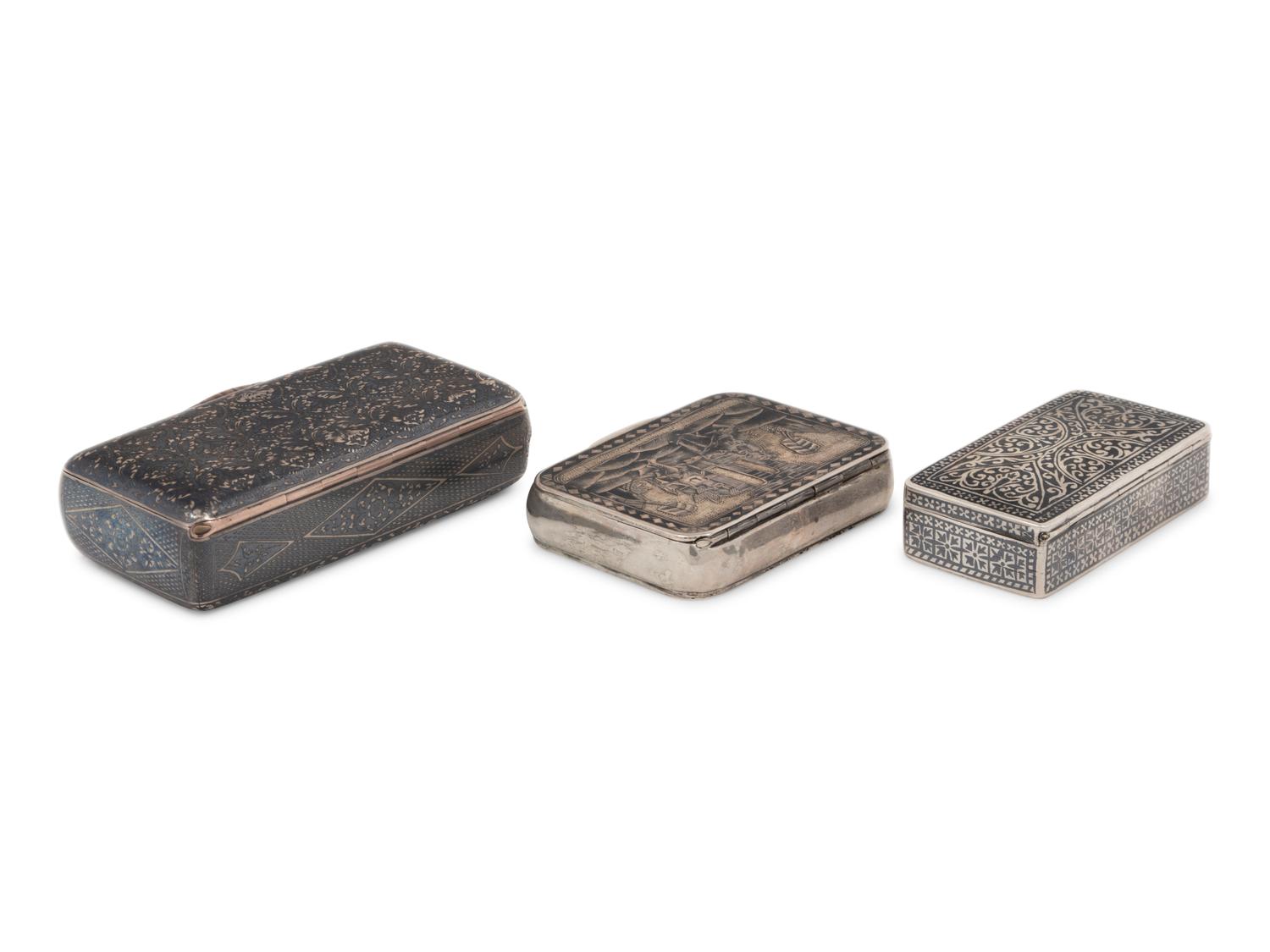 Two Russian Niello Silver Snuff Boxes