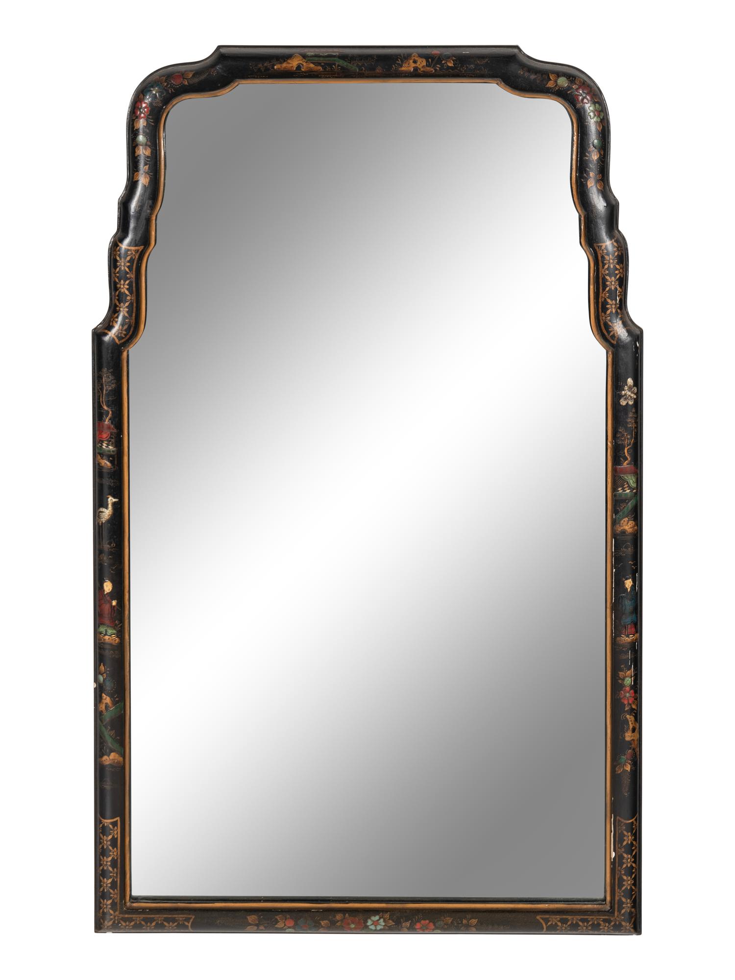 A Queen Anne Style Chinoiserie Decorated Mirror
