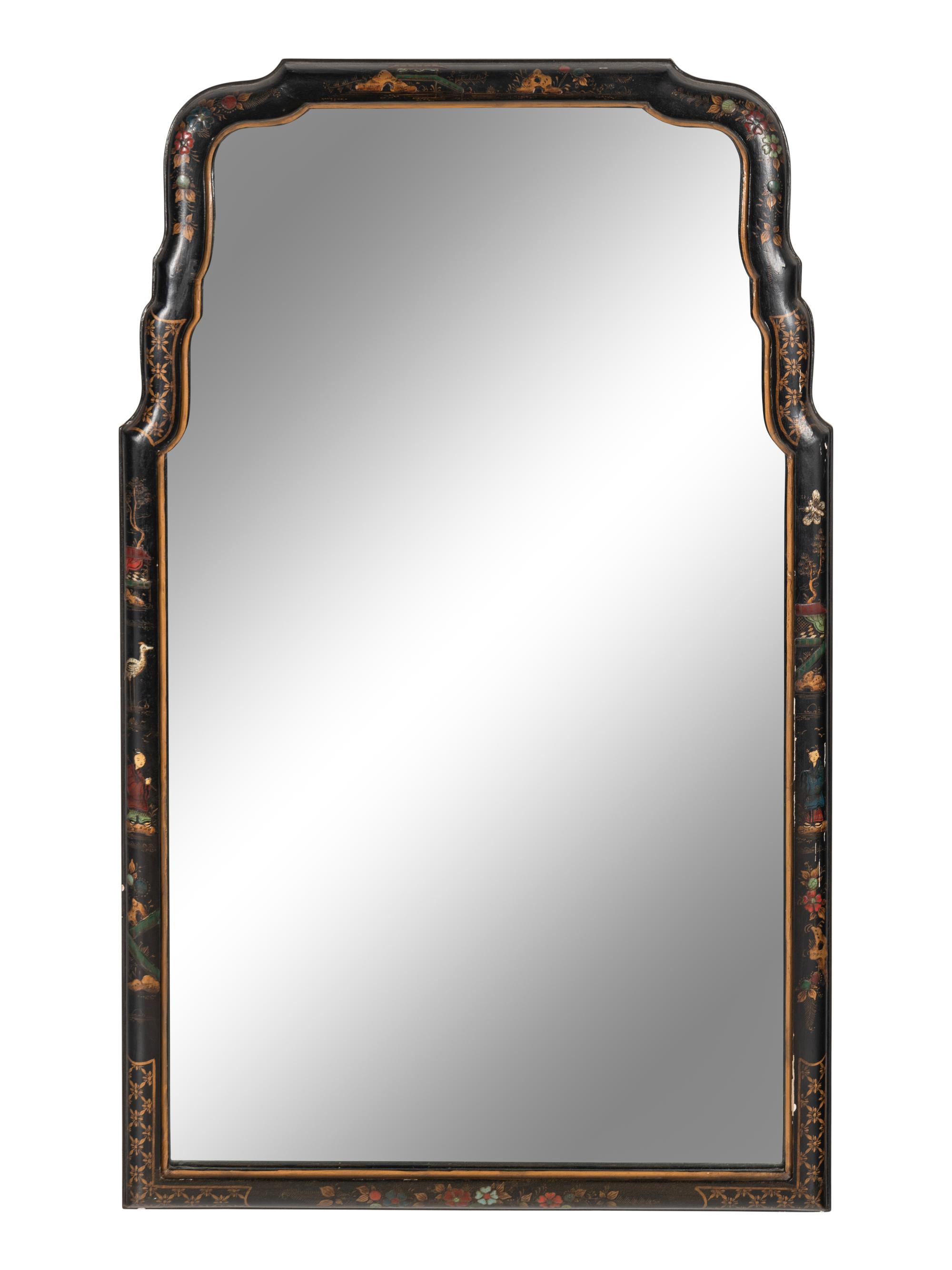A Queen Anne Style Chinoiserie Decorated Mirror