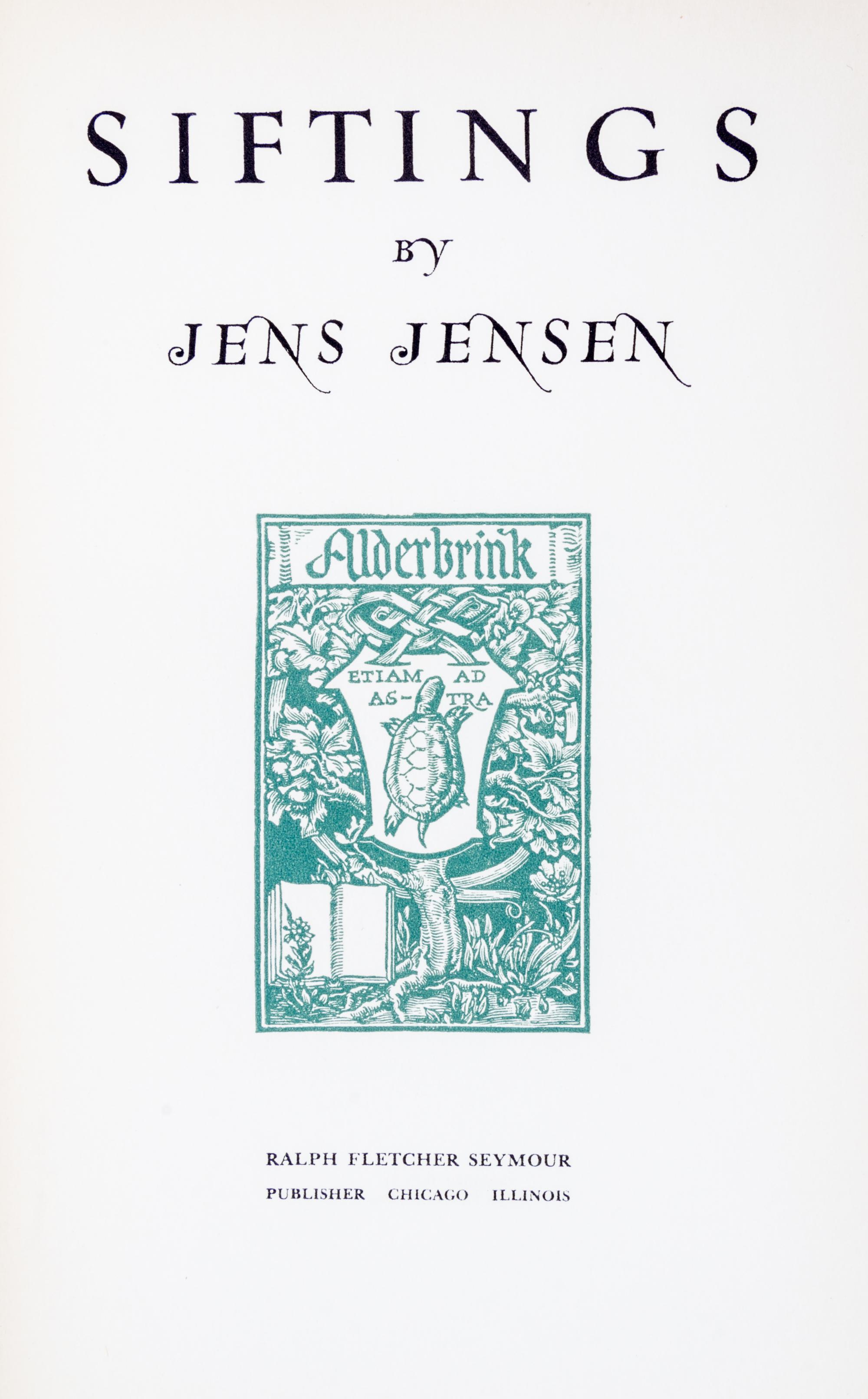 (LANDSCAPE ARCHITECTURE) JENSEN, JEN. Siftings. Chicago, 1939. Signed.