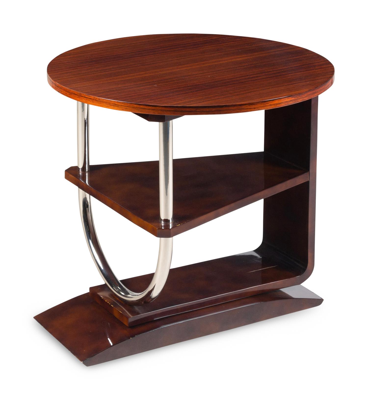 An Art Deco Chrome and Mahogany Side Table