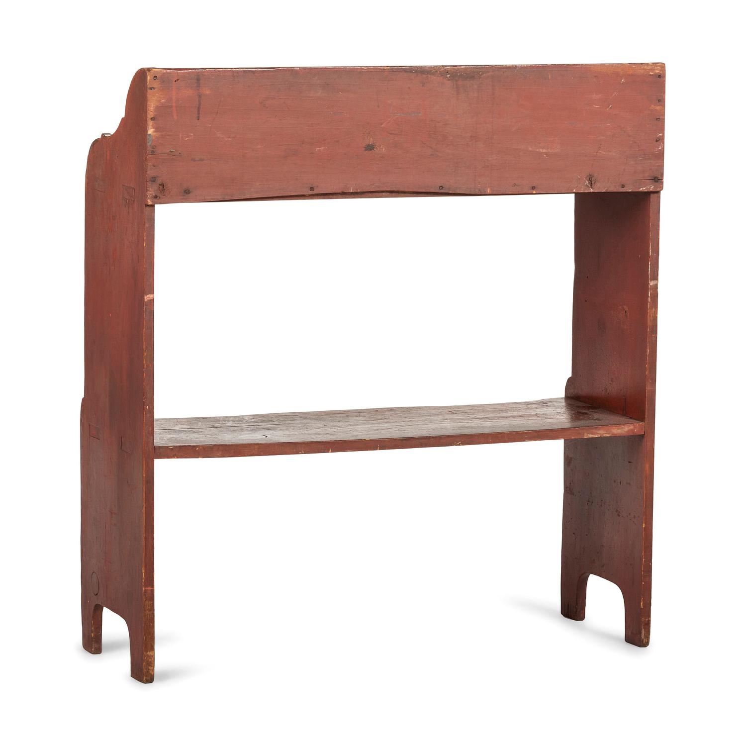 A Primitive Red-Painted Pine Crock Stand