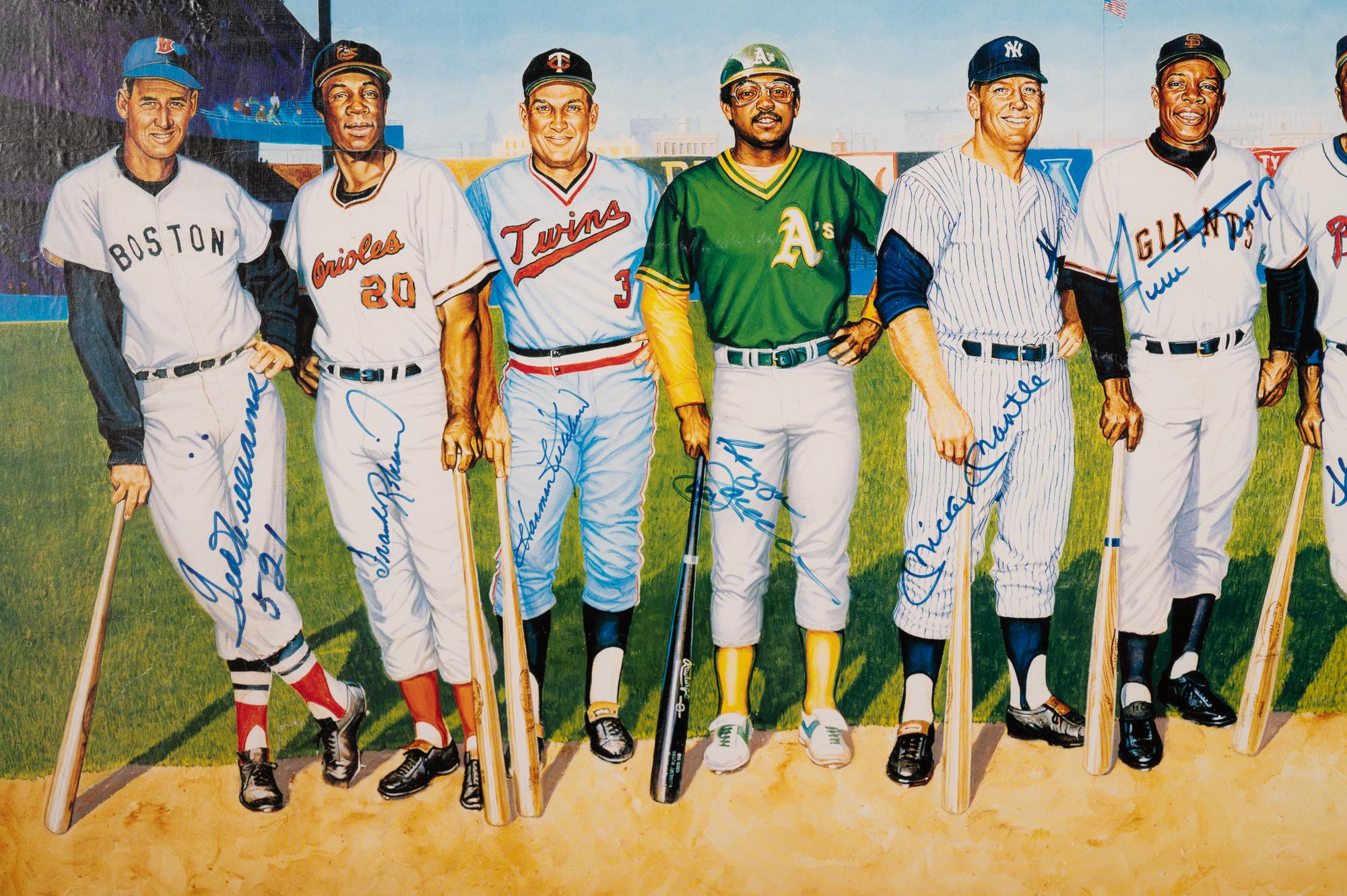 A 500 Home Run Club Signed Autograph Ron Lewis Print With Ted Williams 521 Inscription (Beckett Authentication Services Letter BAS Certified)