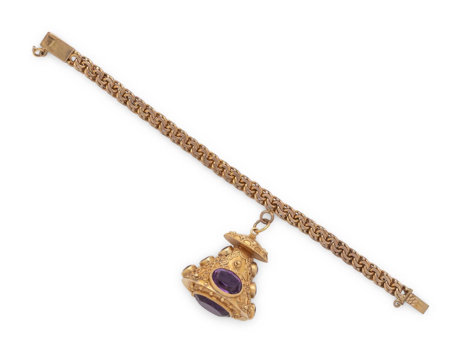 YELLOW GOLD AND AMETHYST CHARM