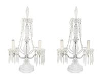 A Cut Glass Two-Light Candelabrum