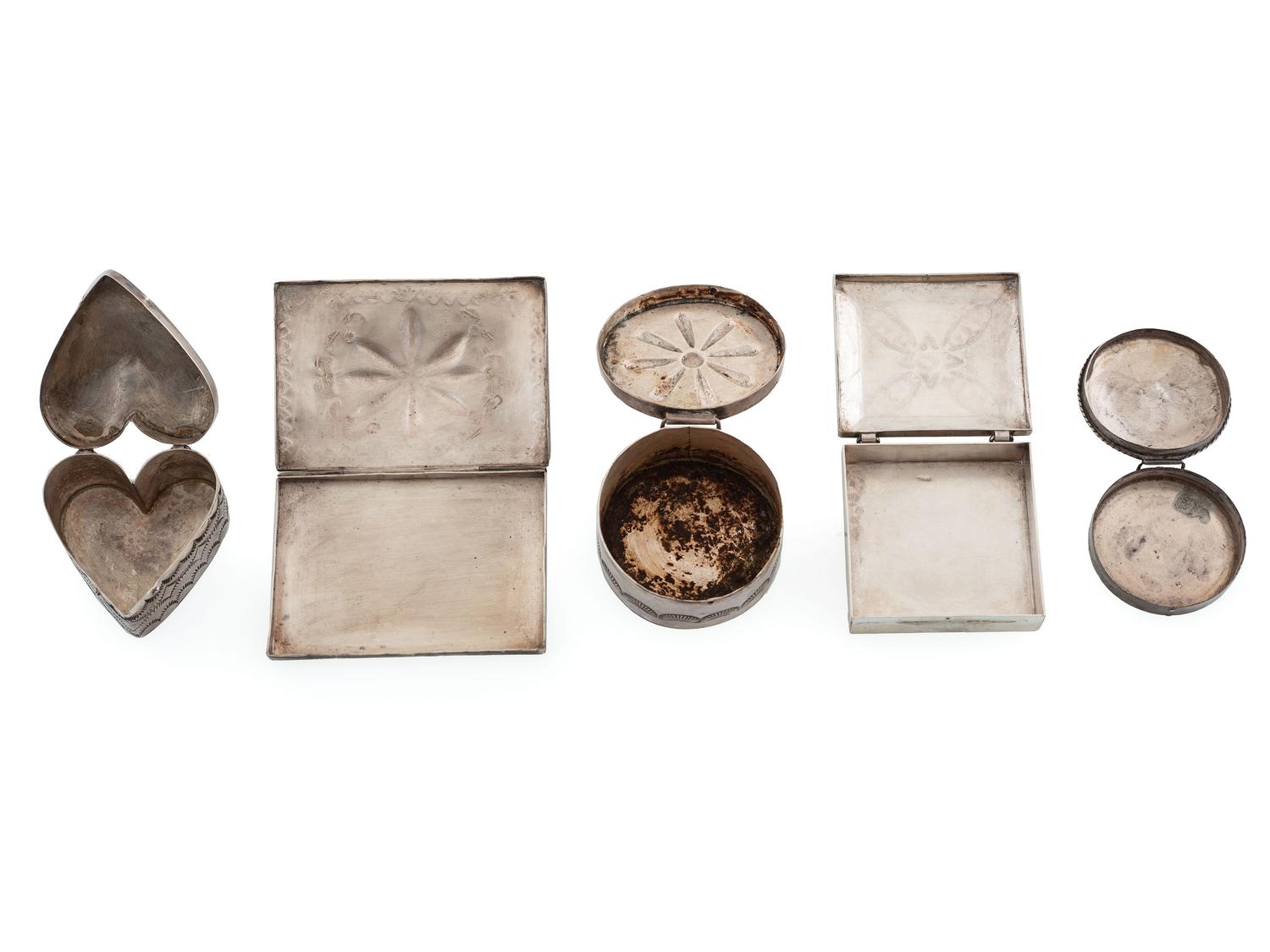 Navajo Stamped Silver Pill Boxes AND Cigarette Case