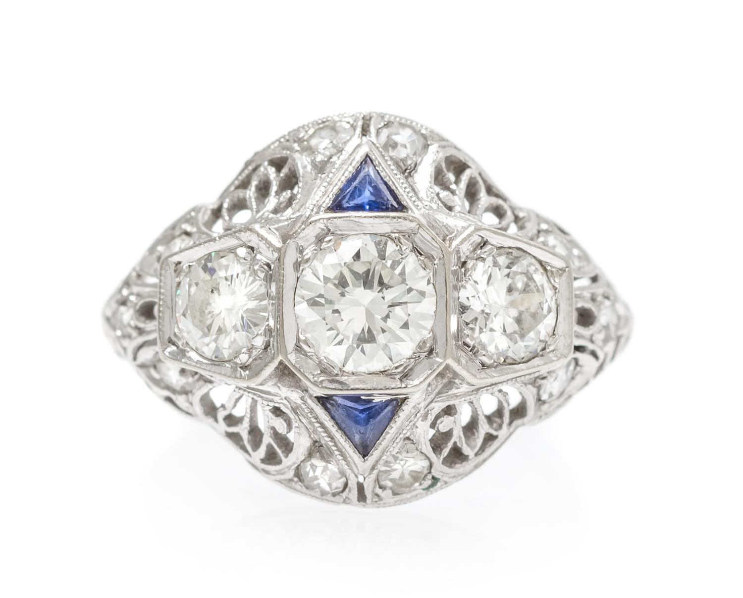 A Platinum, Diamond and Sapphire Ring, 2.40 dwts.