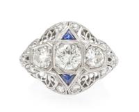 A Platinum, Diamond and Sapphire Ring, 2.40 dwts.