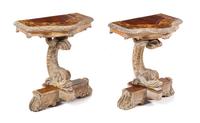 An Italian Marquetry and Cerused Wood Table Converted to a Pair of Tables Height 29 1/2 x width 26 1/4 x depth 16 inches. — 19TH/20TH CENTURY