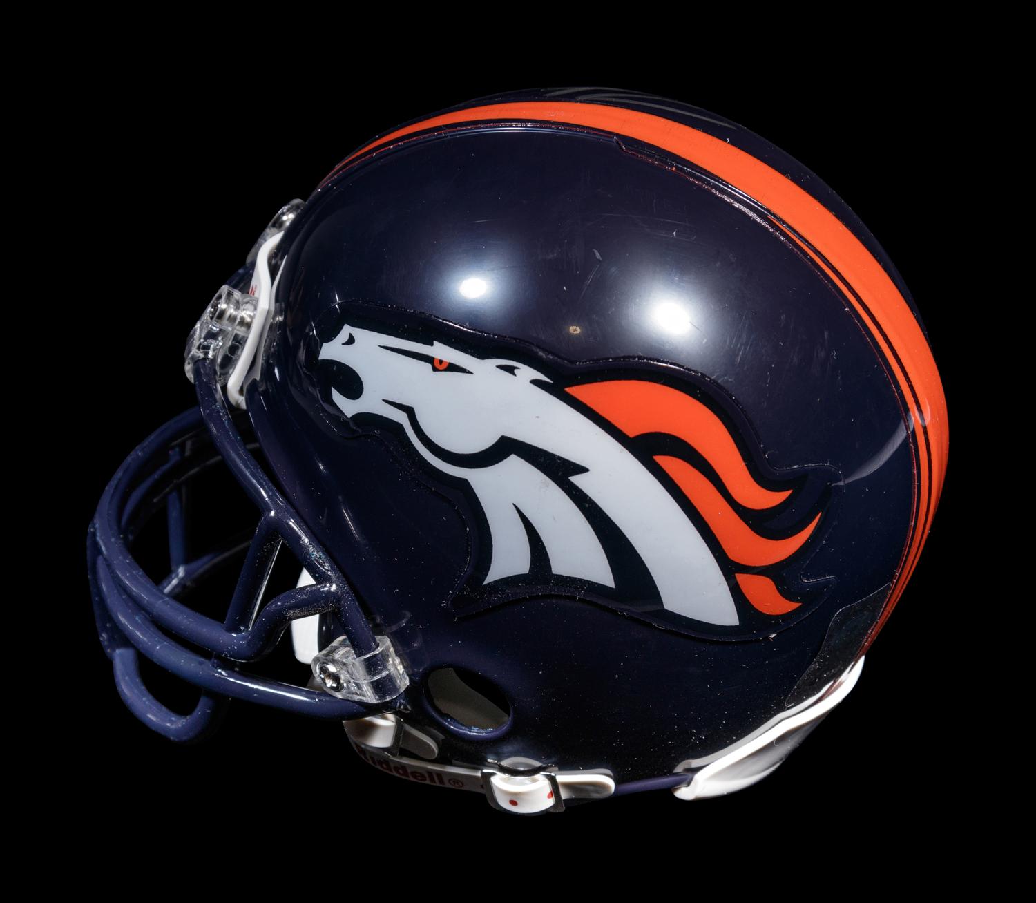 A Peyton Manning Signed Denver Broncos Riddell Football Mini Helmet,