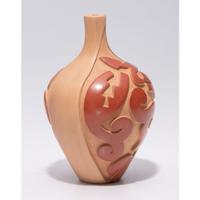 Carved Micaceous Redware Jar, with Avanyu and Raindrops