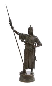 A French Patinated Bronze Figure, Emile Coriolan Hippolyte Guillemin (1841-1907), Height 45 1/4 inches.