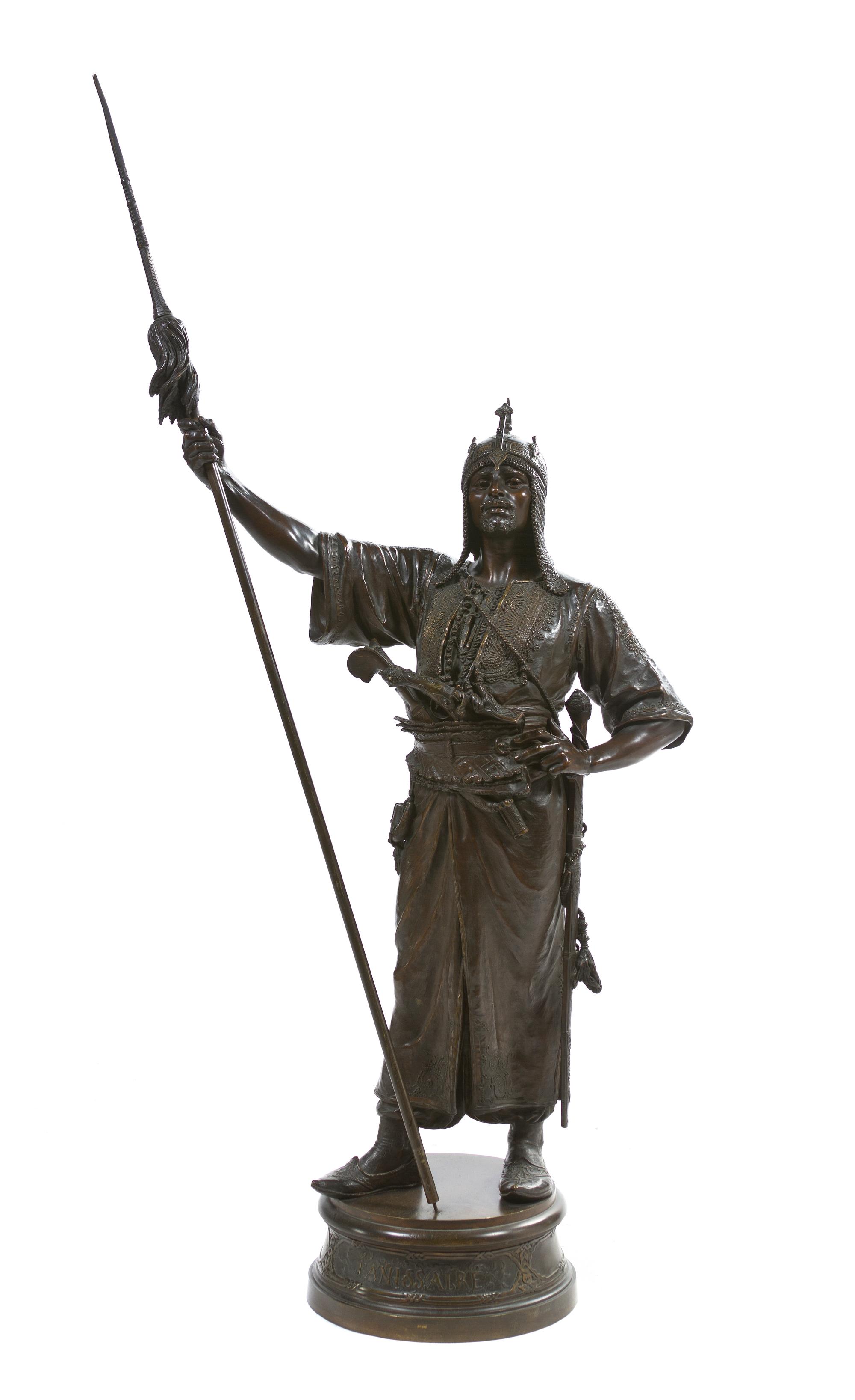 A French Patinated Bronze Figure, Emile Coriolan Hippolyte Guillemin (1841-1907), Height 45 1/4 inches.