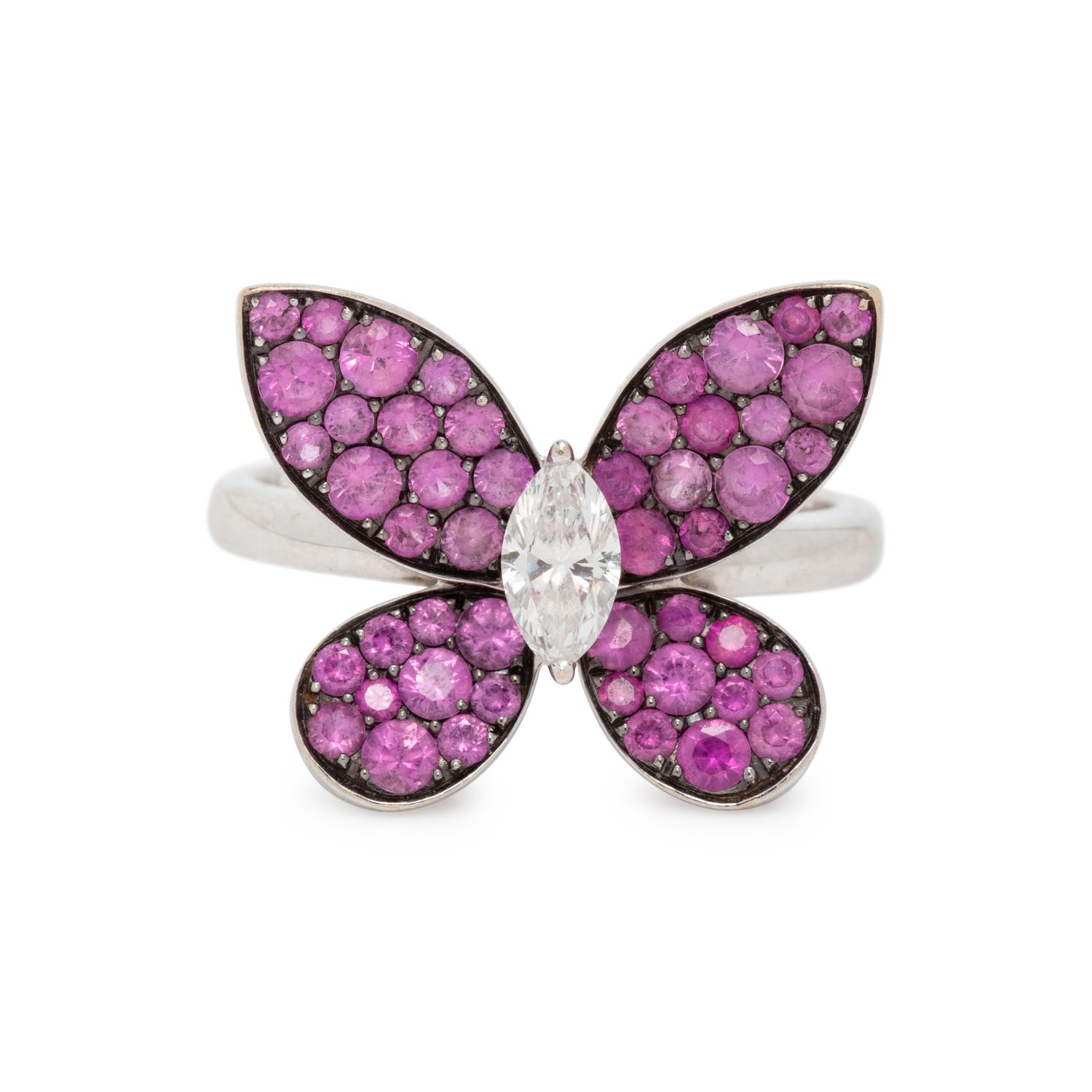 GRAFF, PINK SAPPHIRE AND DIAMOND BUTTERFLY RING