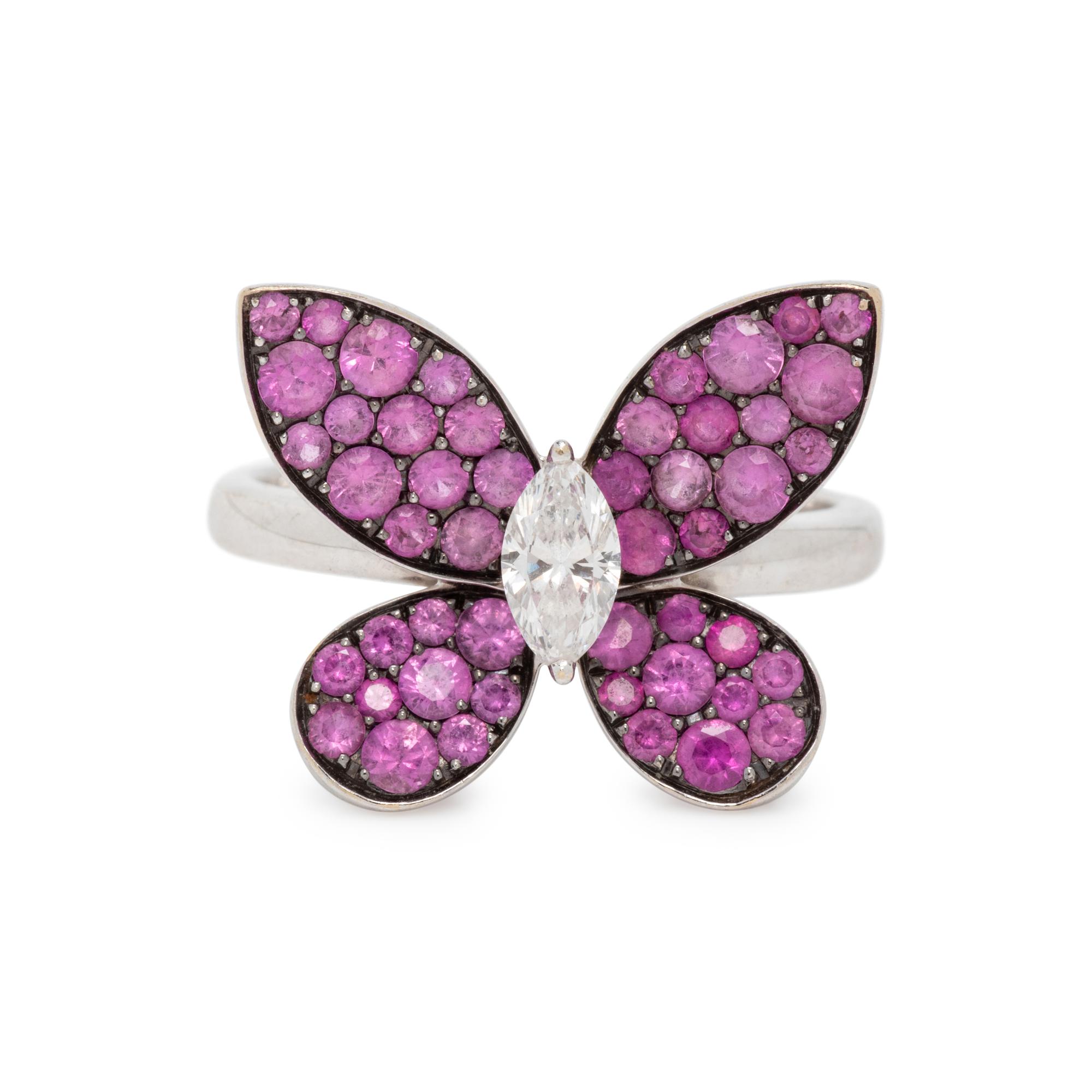 GRAFF, PINK SAPPHIRE AND DIAMOND BUTTERFLY RING