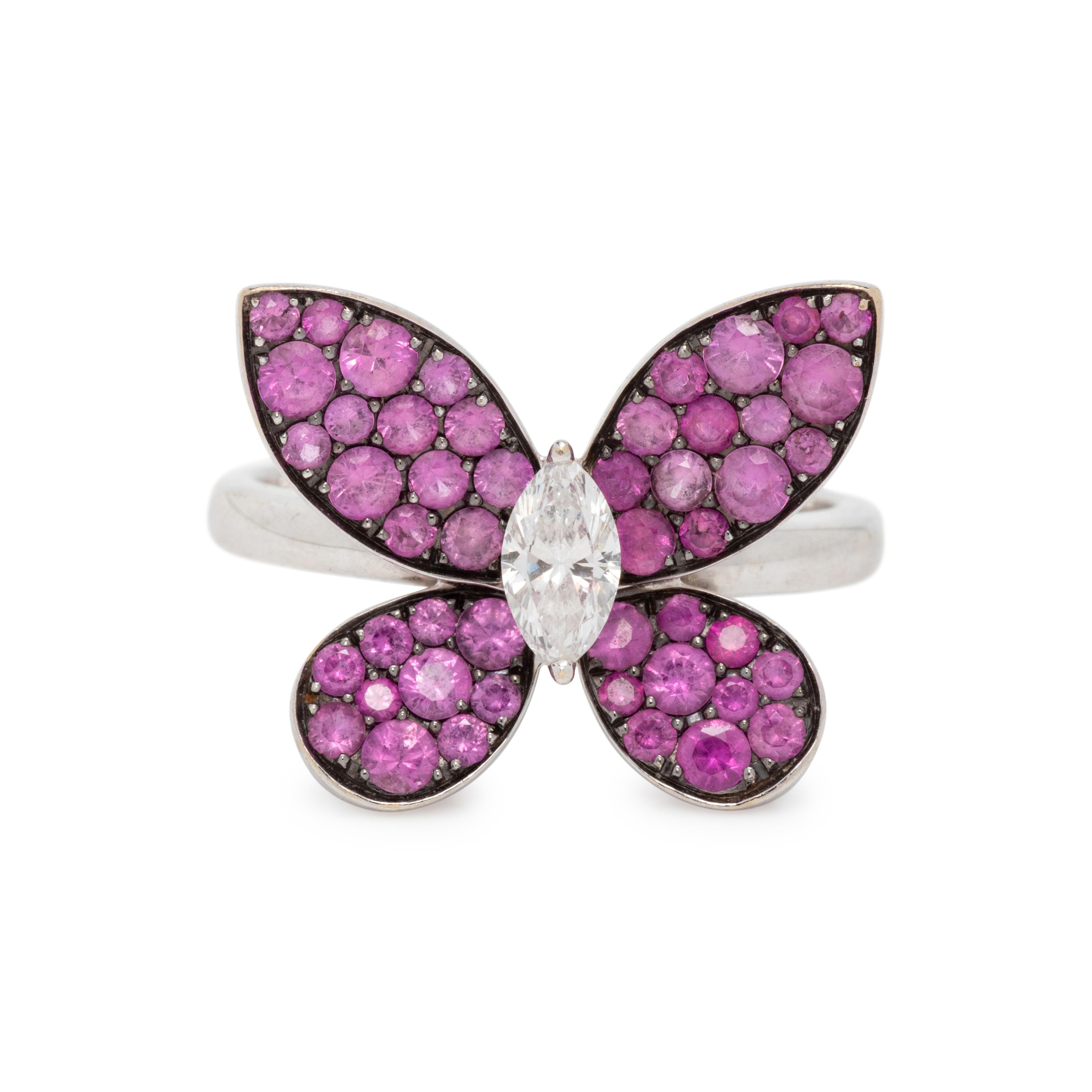 GRAFF, PINK SAPPHIRE AND DIAMOND BUTTERFLY RING