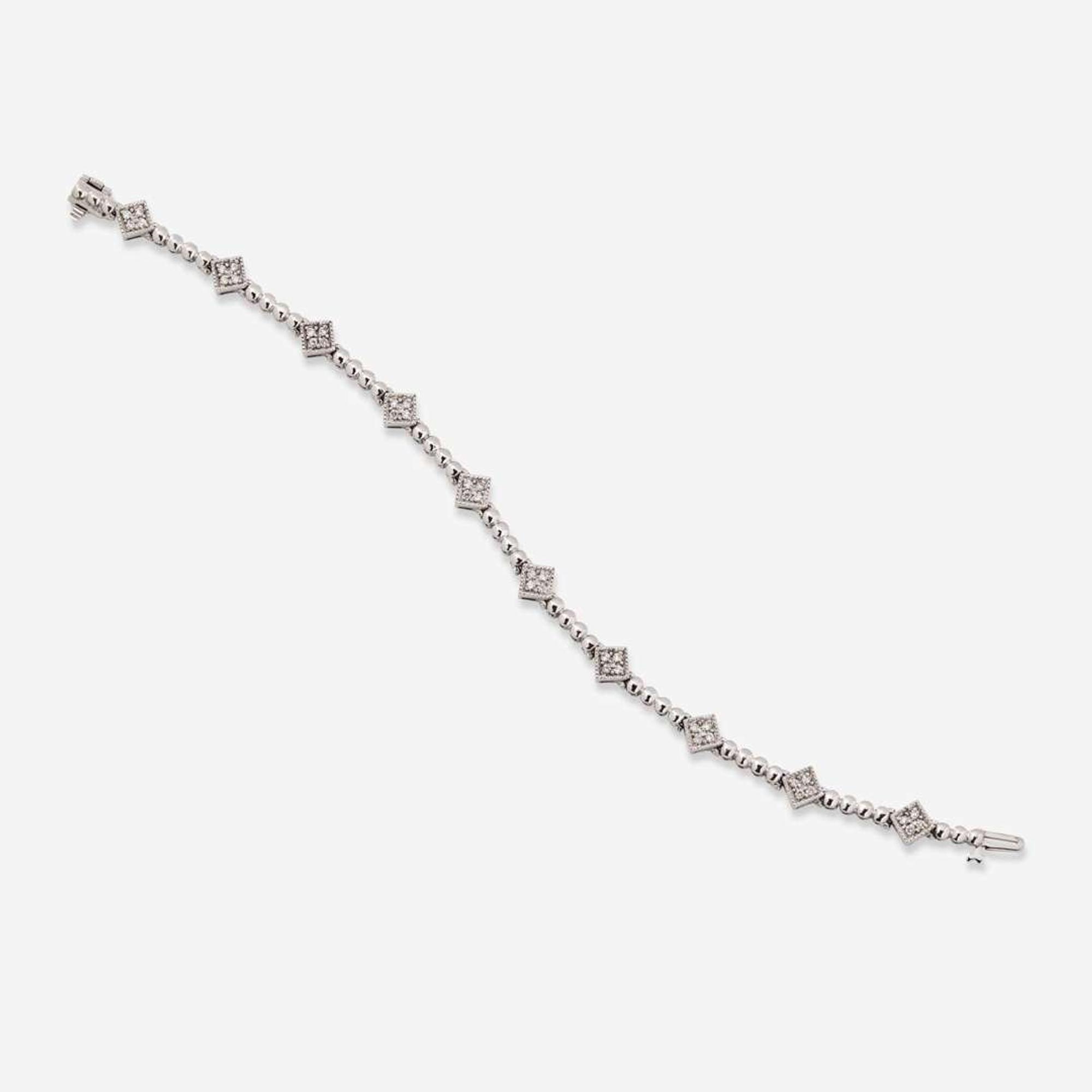 A 14K White Gold and Diamond Bracelet