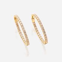 A pair of diamond and fourteen karat gold earrings