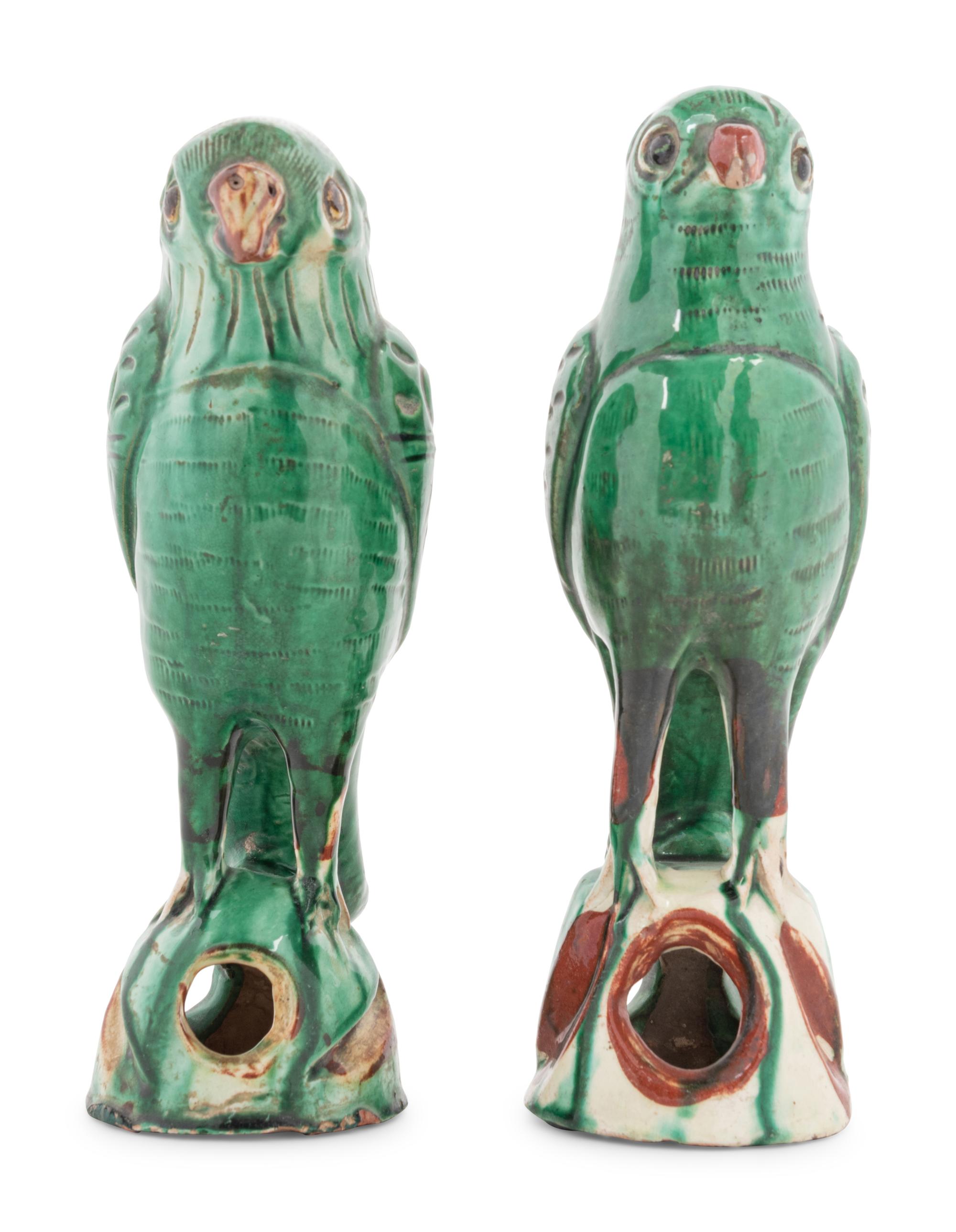 A Near Pair of Chinese Export Porcelain Parrots