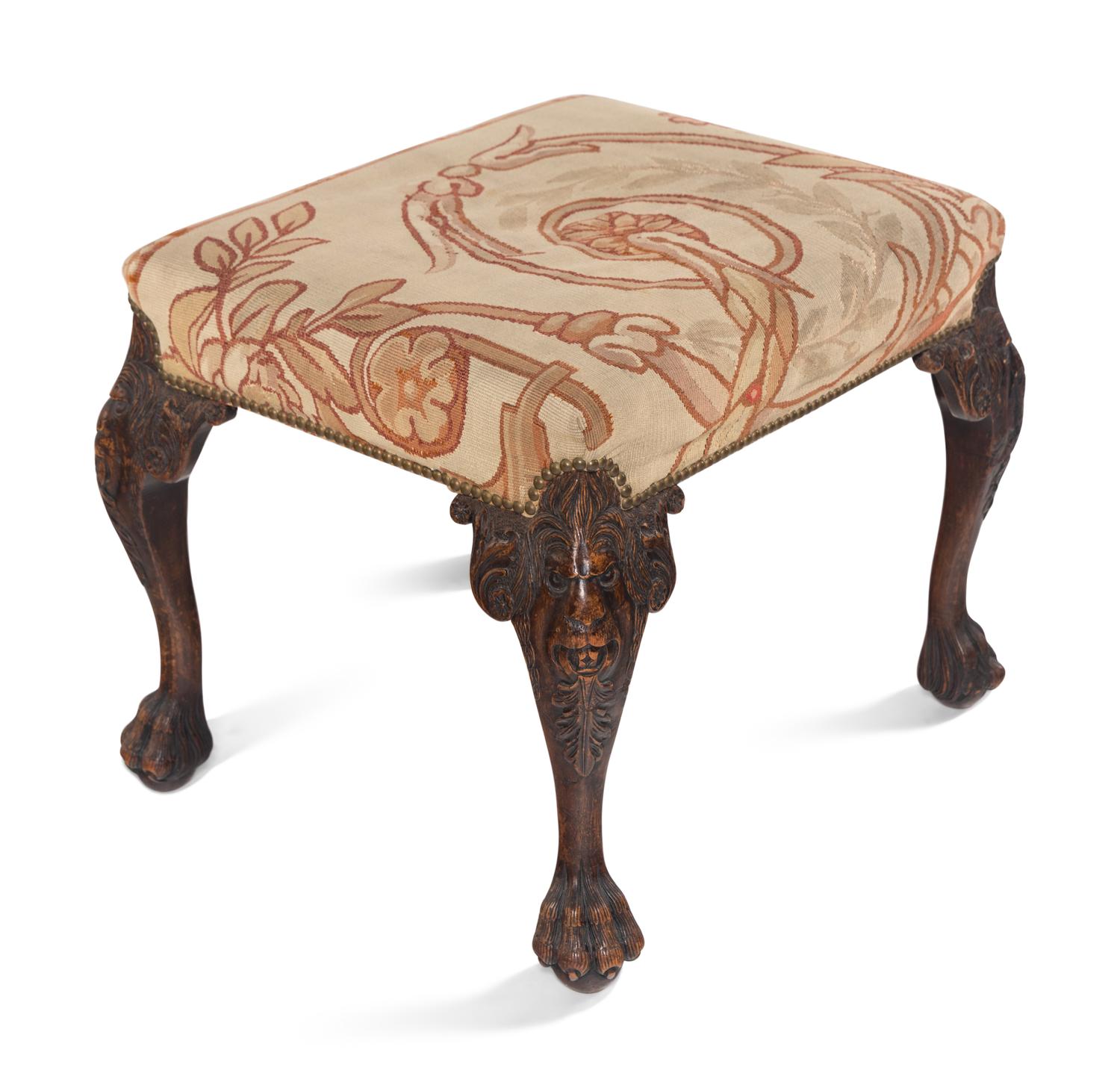 A George II Style Carved Mahogany Stool