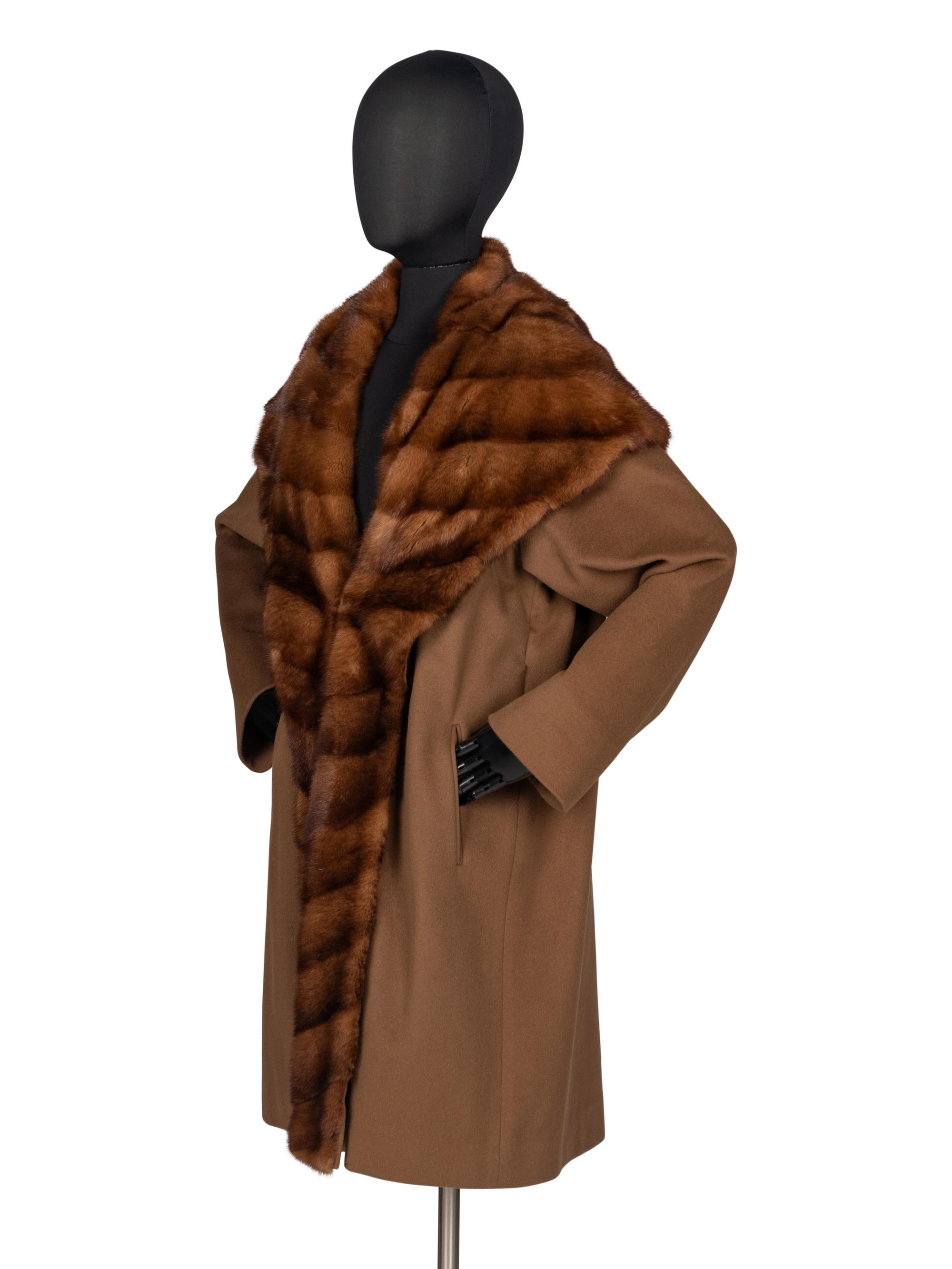 J. Mendel Wool Coat with Mink Fur Trim