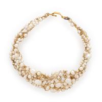 Nikki Feldbaum, Cultured Pearl and Yellow Gold Wire Collar Necklace