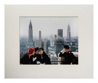 Norman Parkinson (1913-1990) Young Velvets, Young Prices, Hat Fashions, for British "Vogue" (The New York skyline from the roof of the Condé Nast building on Lexington Avenue, New York City), 1949