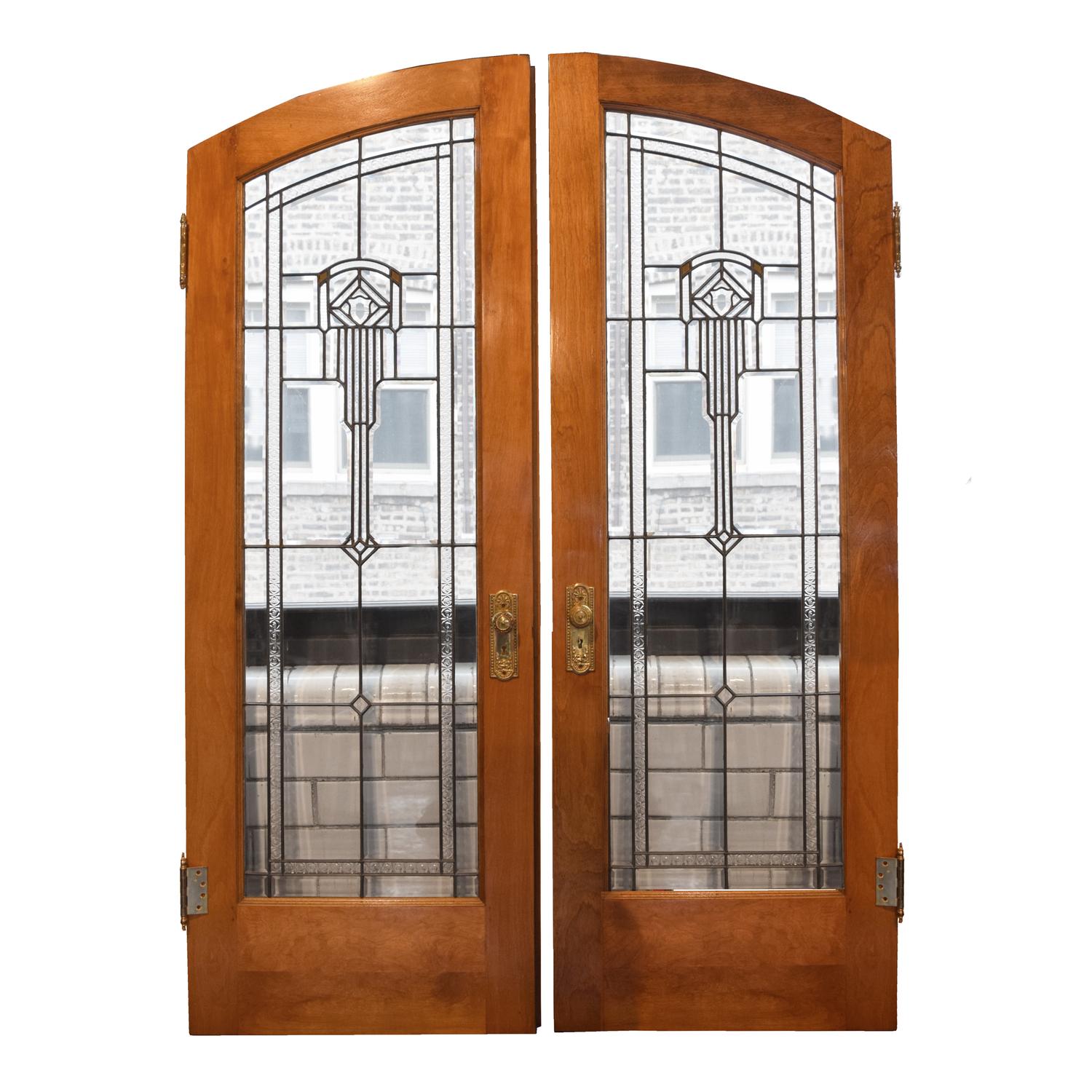 A Pair of Leaded Glass Doors 60" W x 1.75" D x 84" H — United States, Early 20th Century