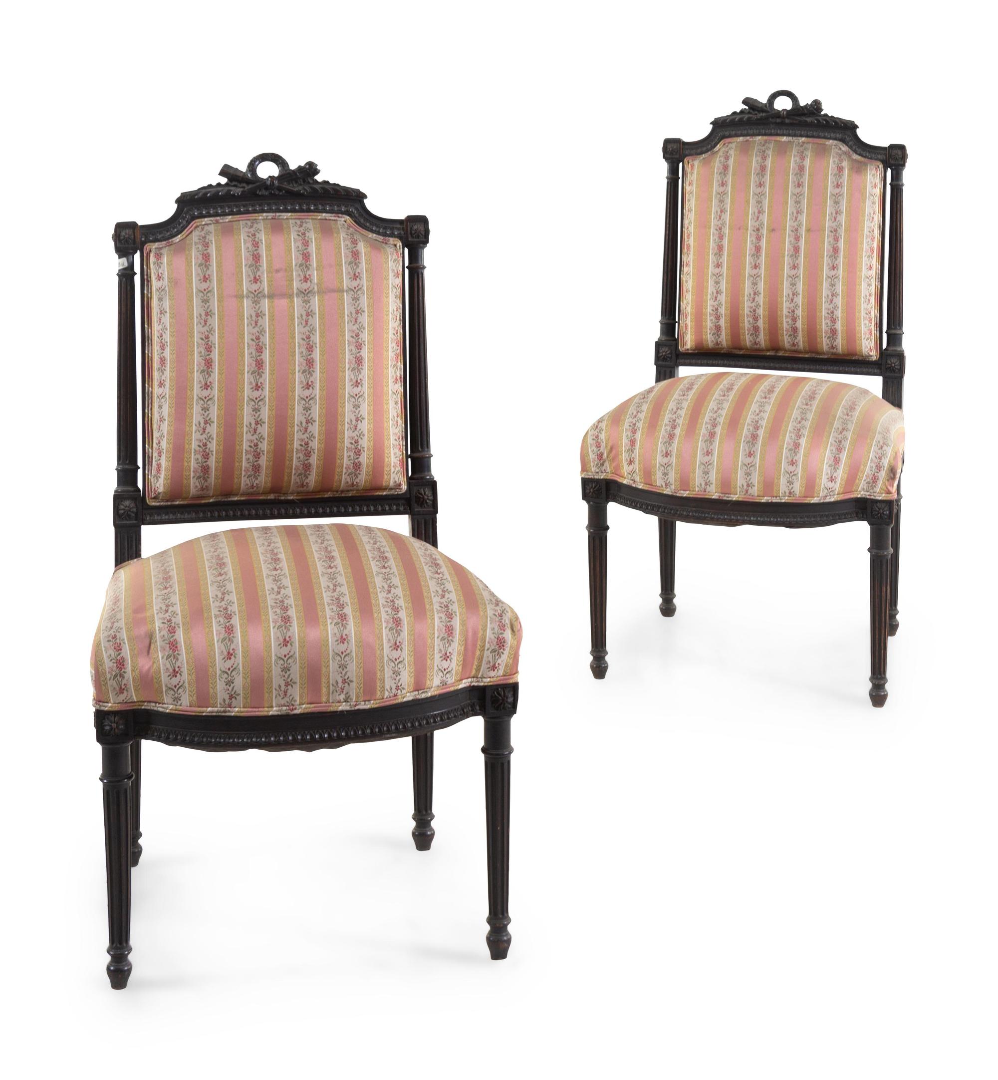 A Pair of Louis XVI Carved Oak Side Chairs