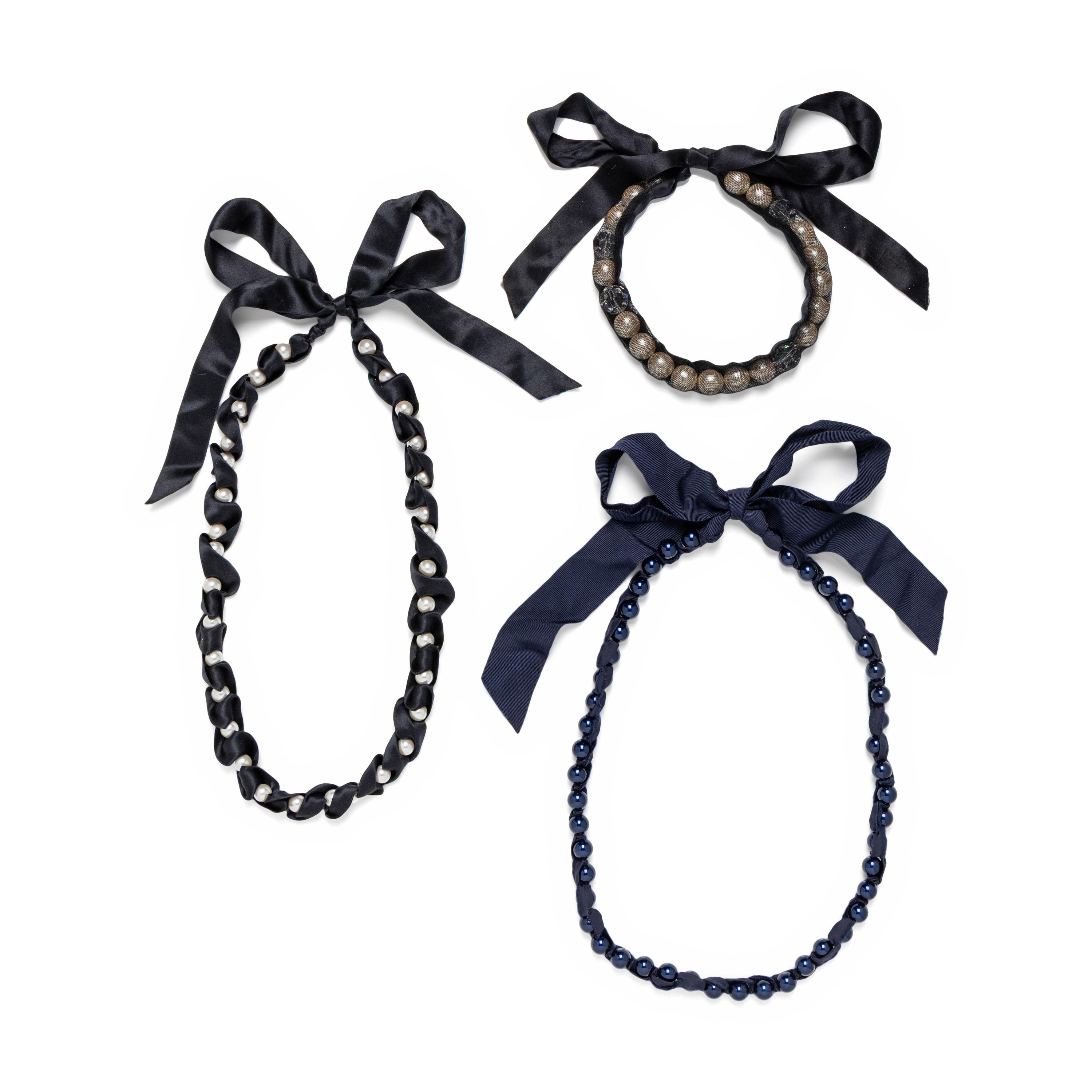 Lanvin, Three Costume Pearl & Ribbon Necklaces