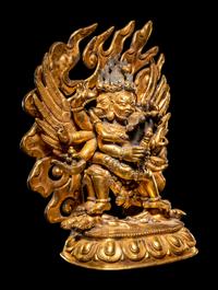 A Sino-Tibetan Gilt Bronze Figure of Hayagriva