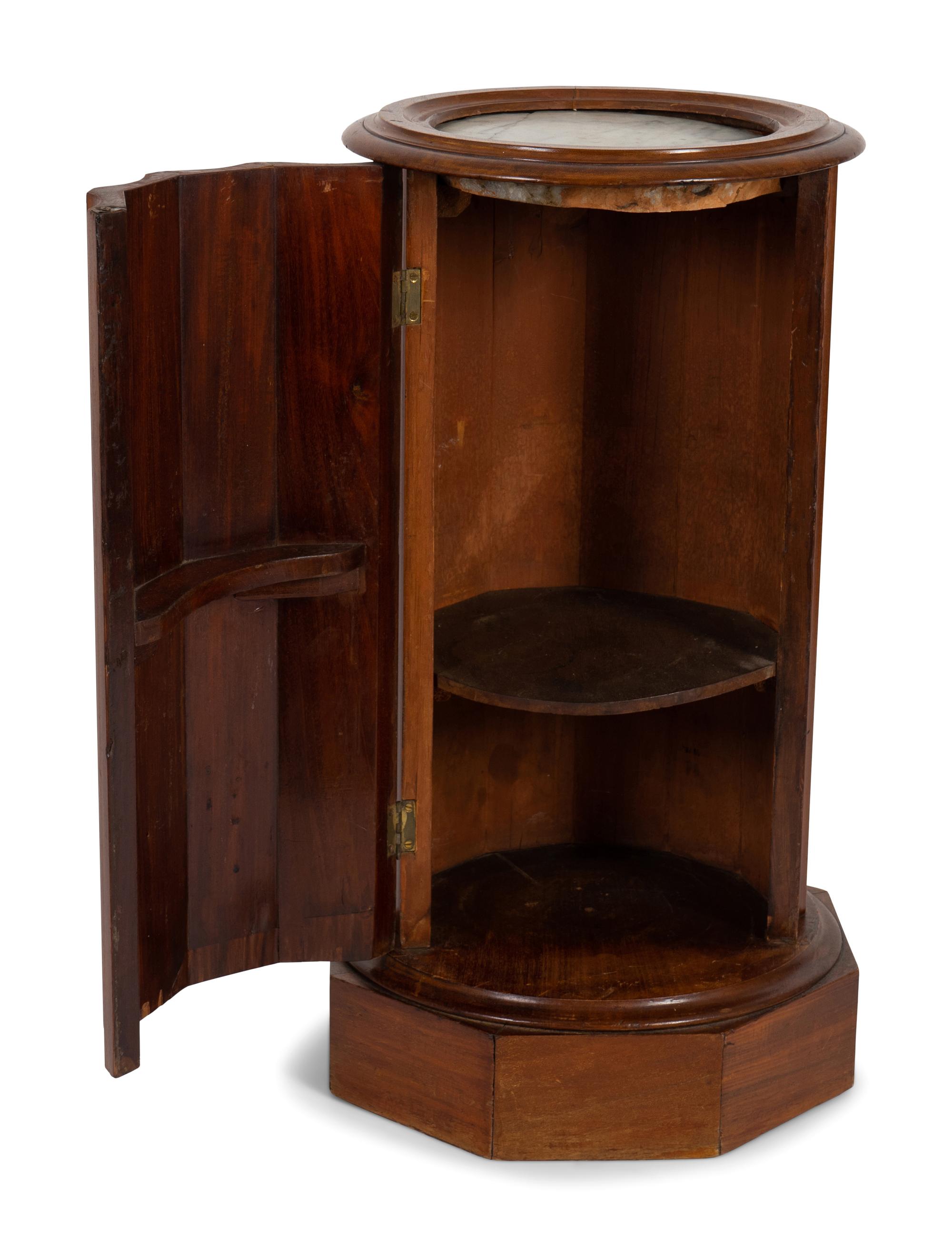 A Continental Mahogany Fluted Cylindrical Pedestal Cupboard — 19TH CENTURY