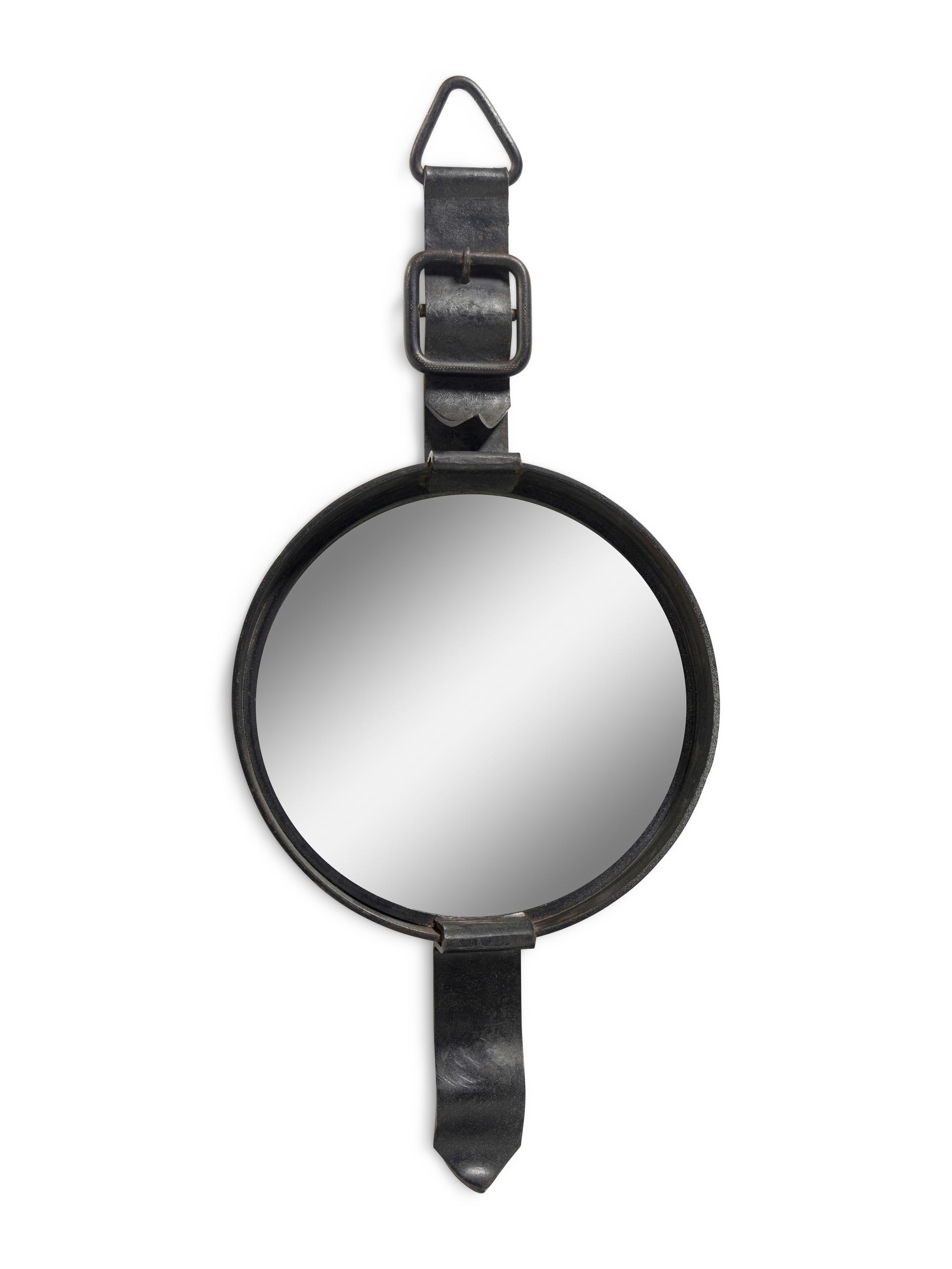 A Wrought Iron Belt-Form Wall Mirror