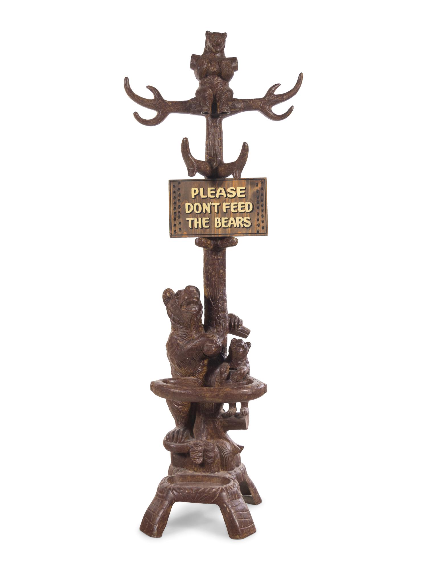 A Black Forest Style Patinated Metal Hall Tree