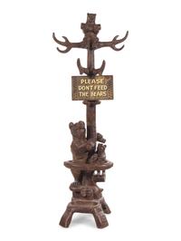 A Black Forest Style Patinated Metal Hall Tree