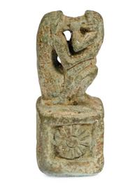 An Egyptian Faience of Kissing Baboons Amulet