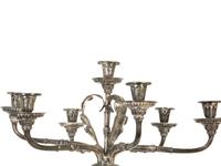 A Pair of English Silver Plate Seven-Light Candelabra — 19th Century