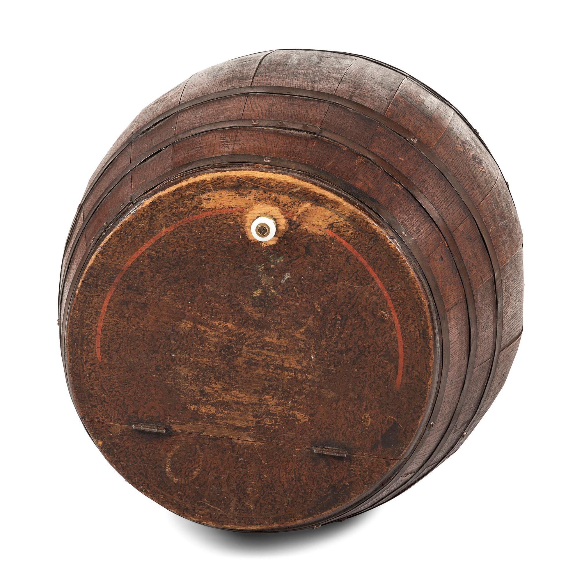 A Large Stenciled and Grain Painted Wood Flour Barrel