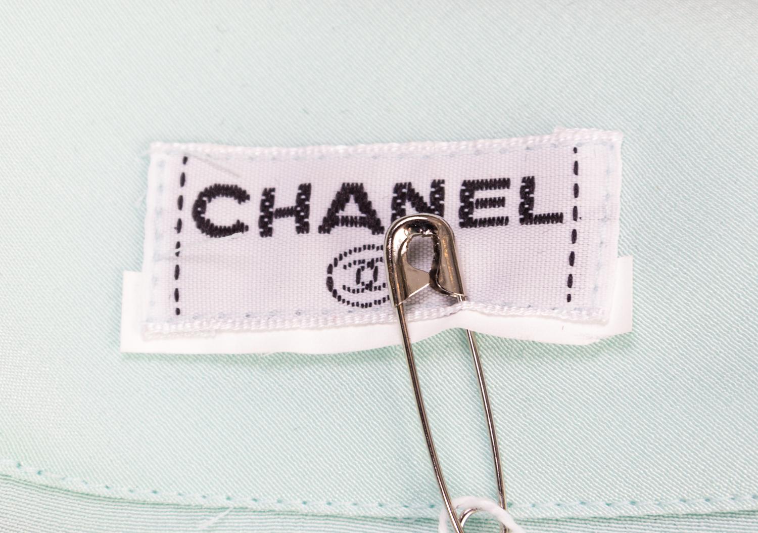 A Chanel Green Cashmere Twin Set, Size 38.